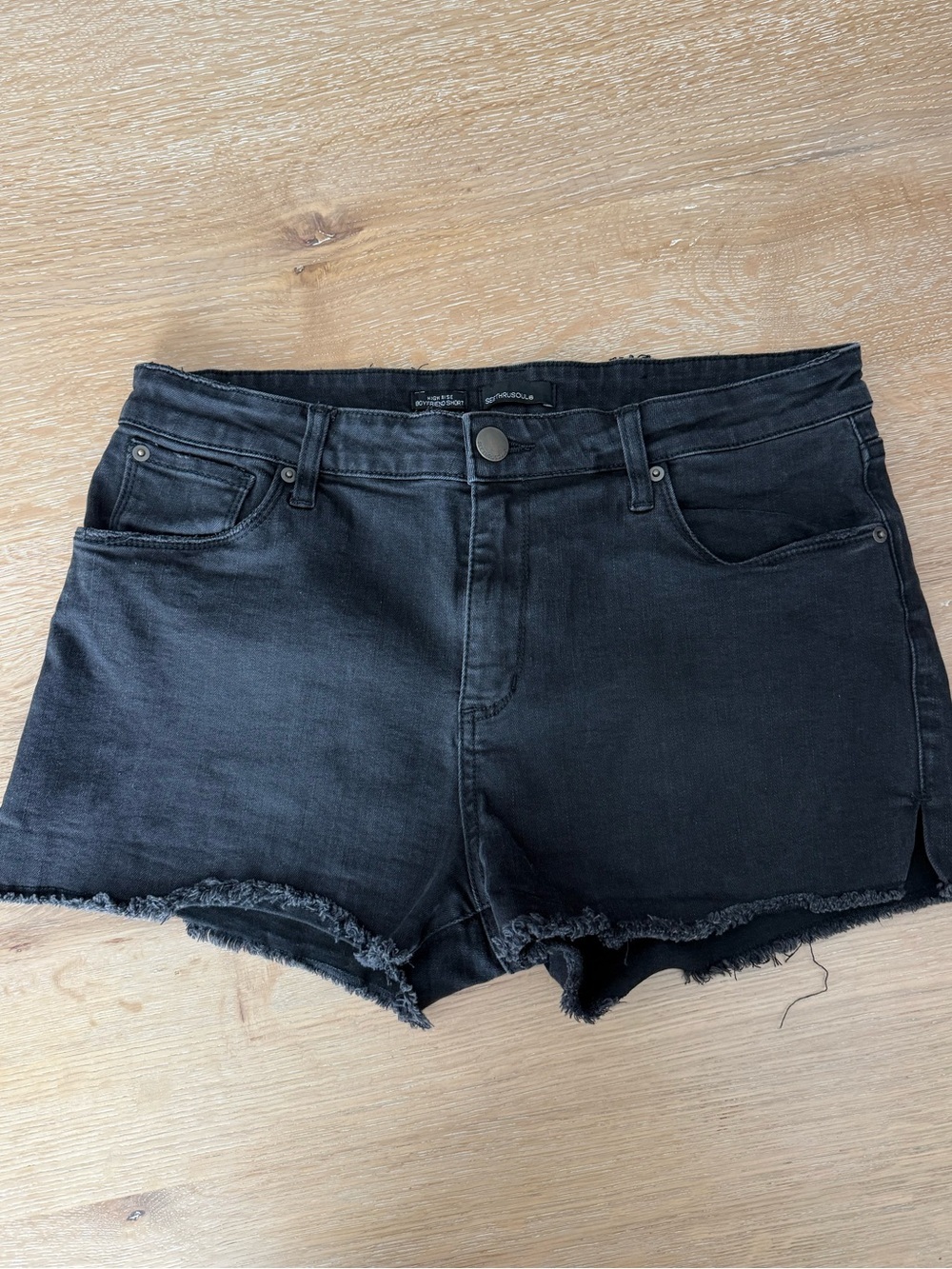 SEETHRUSOUL Black High Rise Boyfriend Denim Shorts Size 31